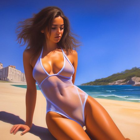 Девушка в прозрачном купальнике