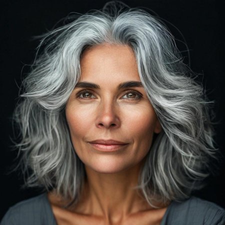 Женщина с седыми волосами