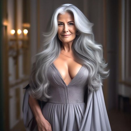 Возрастная модель с седыми волосами