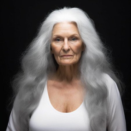Женщина с седыми волосами