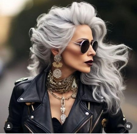 Длинные седые волосы