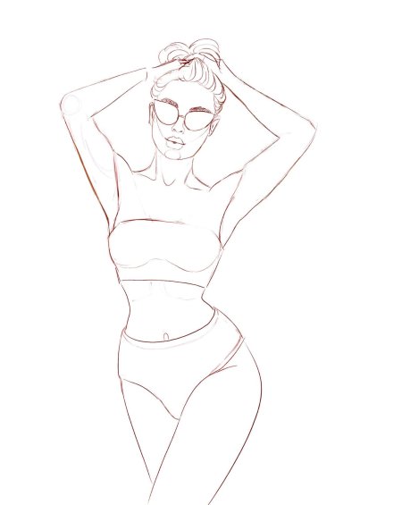 Фигура девушки карандашом