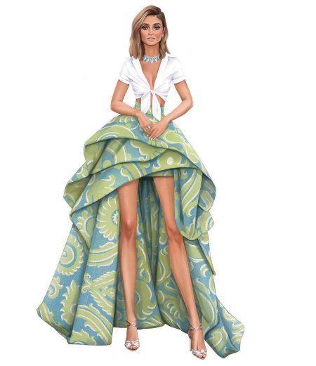 Скетч женского тела в платье