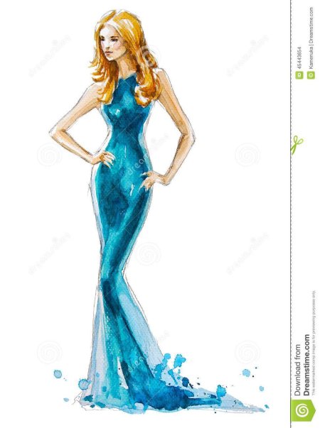 Девушка в платье рисунок