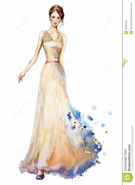 Девушка акварелью в полный рост