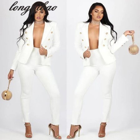 Белый брючный костюм Mango