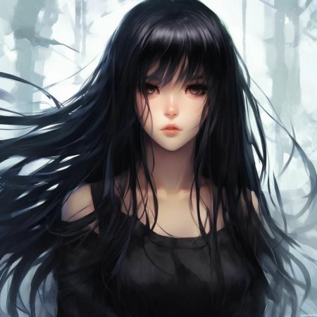 Девушка с длинными черными волосами