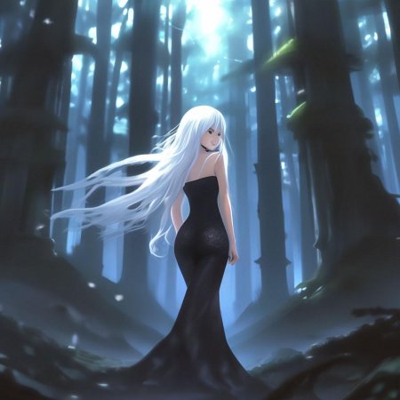 Девушка с длинными белыми волосами