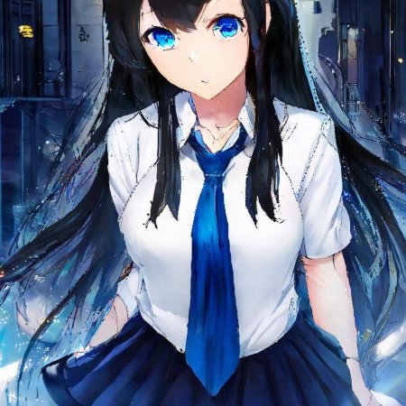 Девушка с черными волосами и голубыми глазами