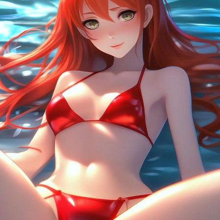 Аниме девушка в красном