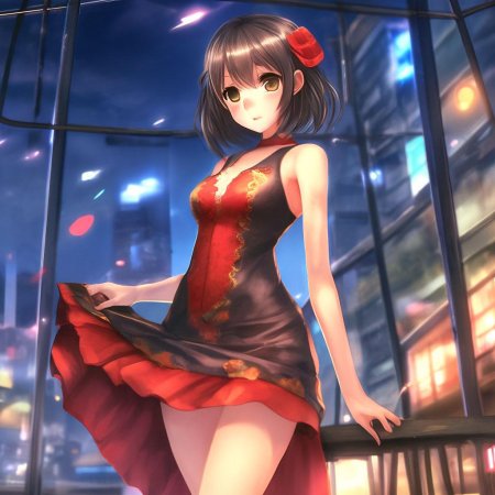 Аниме девушка в платье