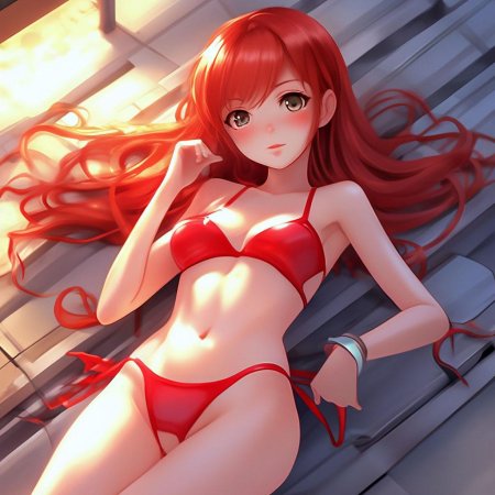 Аниме девушка с красными волосами