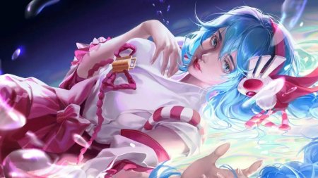 Аниме девушка с синими волосами