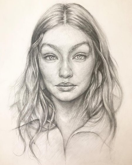 Джиджи хадид портрет карандашом