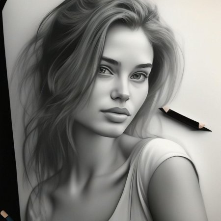 Женщина карандашом