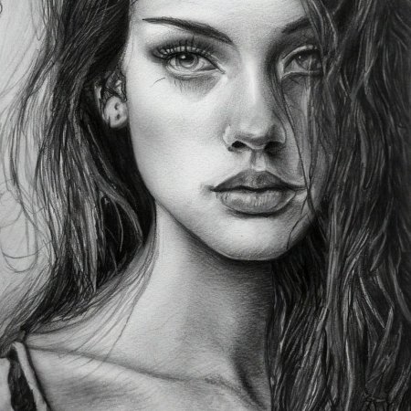 Портрет девушки простым карандашом