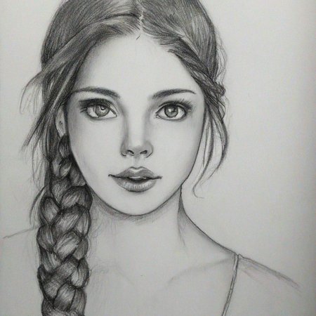 Девушка нарисованная карандашом