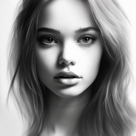 Лицо девушки карандашом