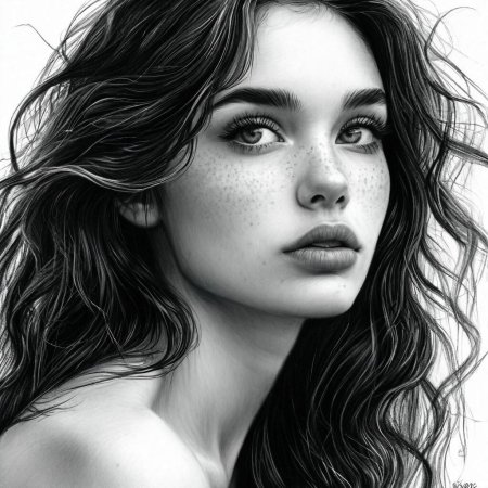 Черно белый портрет девушки