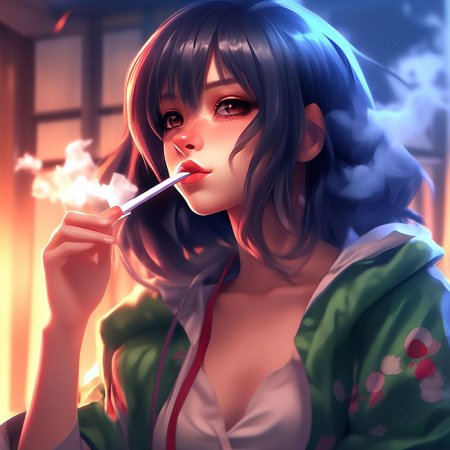 Аниме девушка с сигаретой