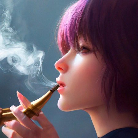 Девушка курит кальян