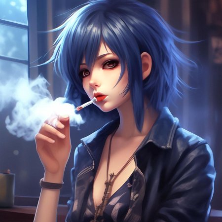 Курящая девушка аниме