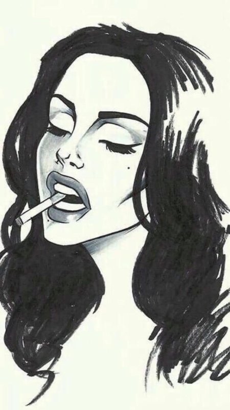Девушка с сигаретой рисунок