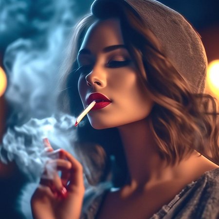 Девушка курит сигарету