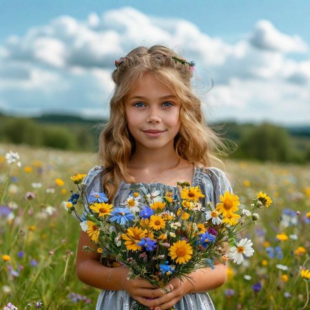 Девочка с букетом