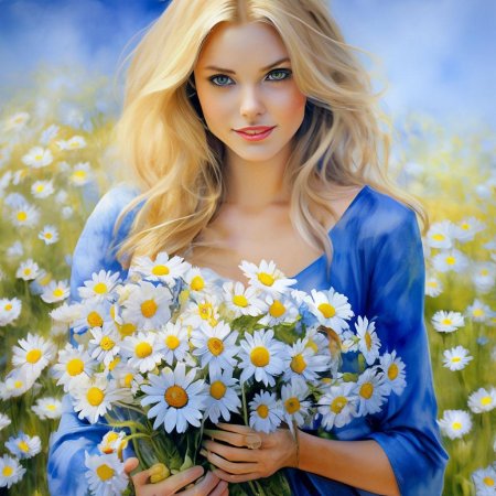 Блондинка с ромашками