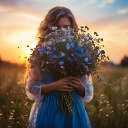 Девушка с букетом