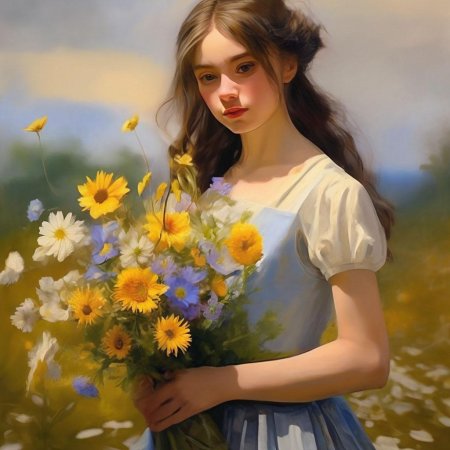 Девушка с букетом