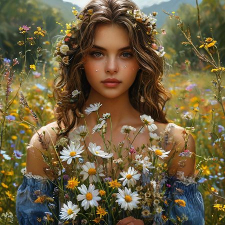 Цветы девушка