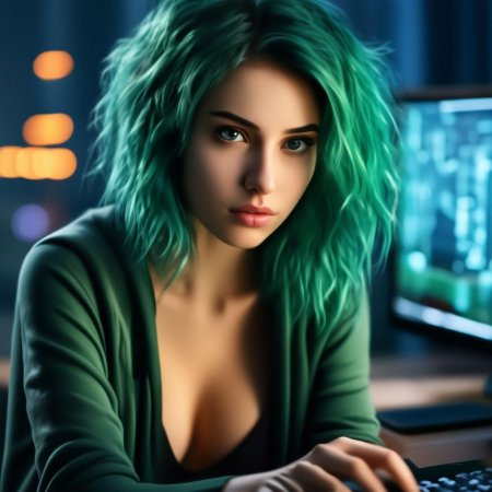 Девушка с зелеными волосами