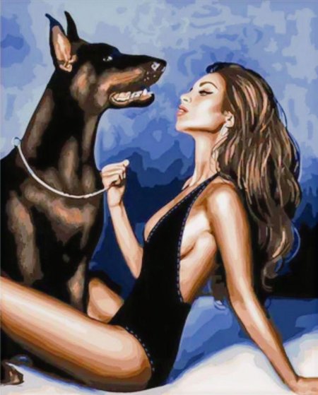 Девушка с доберманами картина