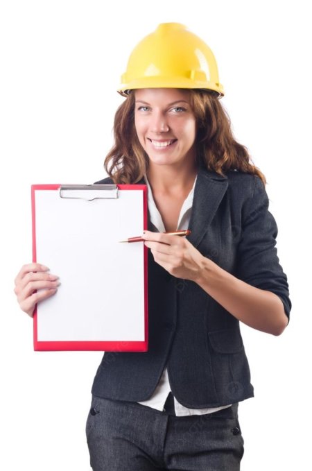Девушка Строитель с планшетом