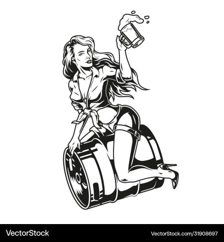 Девушка на бочке с пивом