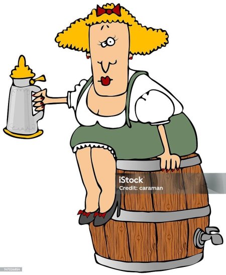 Женщина с бочкой пива