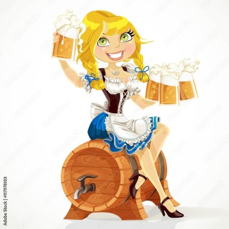 Мультяшная девушка с пивом