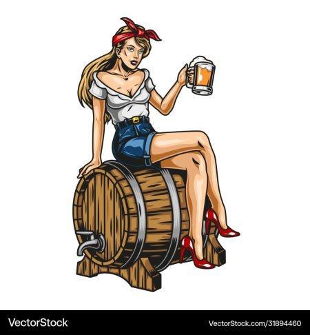 Девушка с пивом иллюстрация