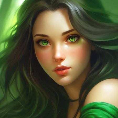 Брюнетка с зелеными глазами