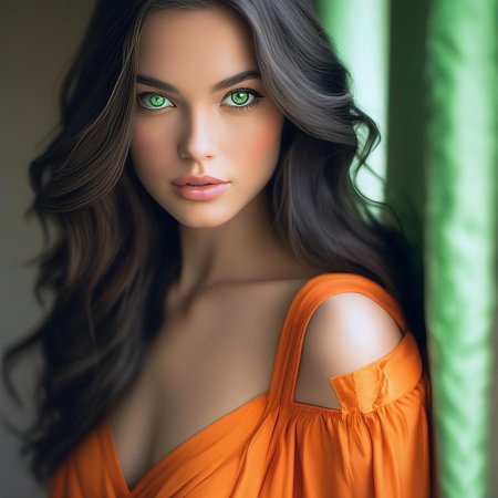 Брюнетка с зелеными глазами