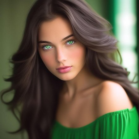 Брюнетка с зелеными глазами