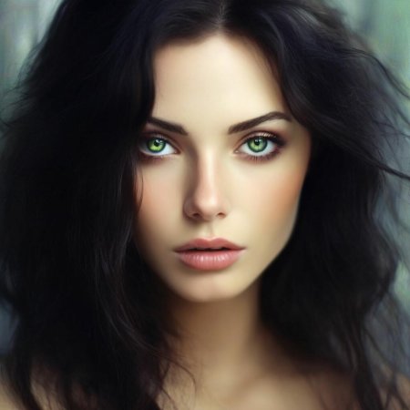 Брюнетка с зелеными глазами и светлой кожей