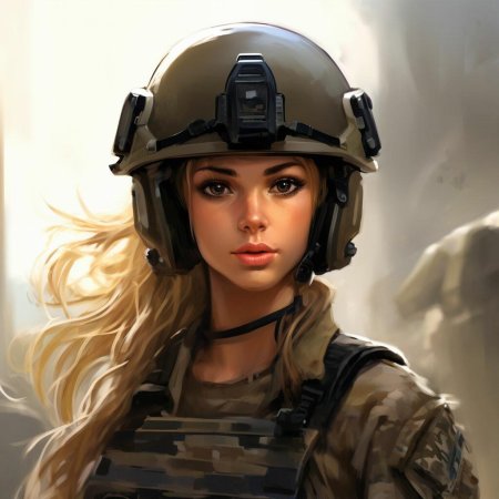 Девушка военная арт