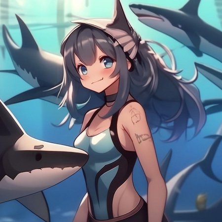 Девушка акула арт