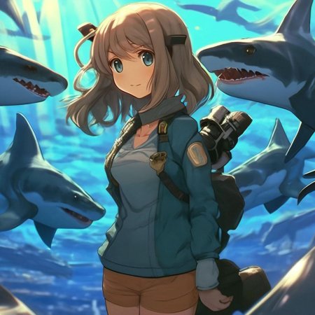 Аниме девочка акула