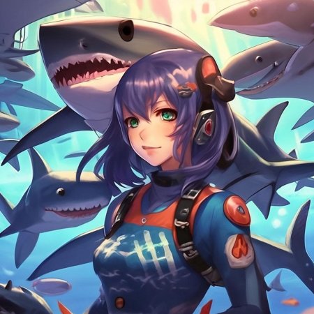 Девочка акула аниме