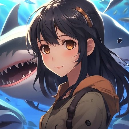 Аниме девушка акула