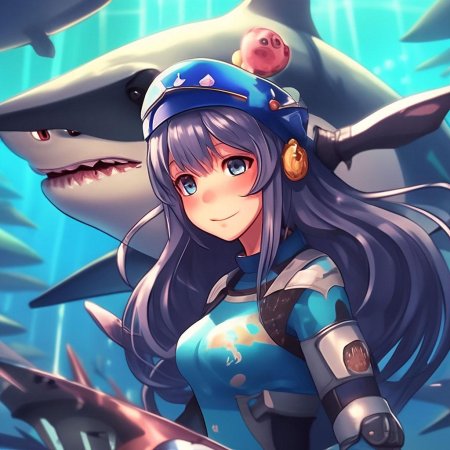 Аниме девушка в костюме акулы